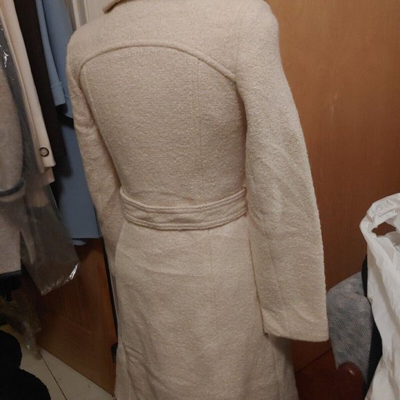 Milly New York Spring Coat Wool Cream Belted Boucle Total Glam Made in USA - Picture 7 of 9